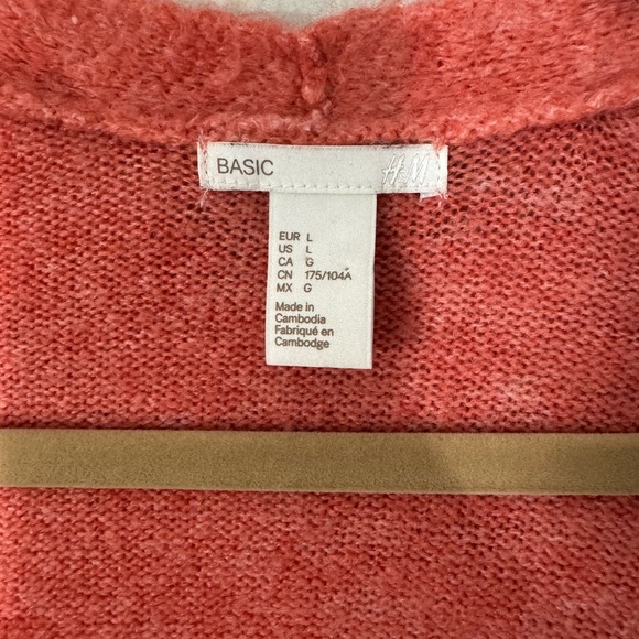 H&M Basics Long Soft Orange Open Cardigan Size Large - Picture 5 of 7